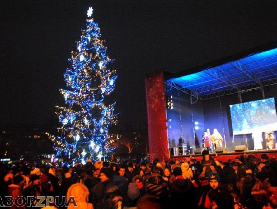 В Запорожье главную елку области подростки разбирают на сувениры