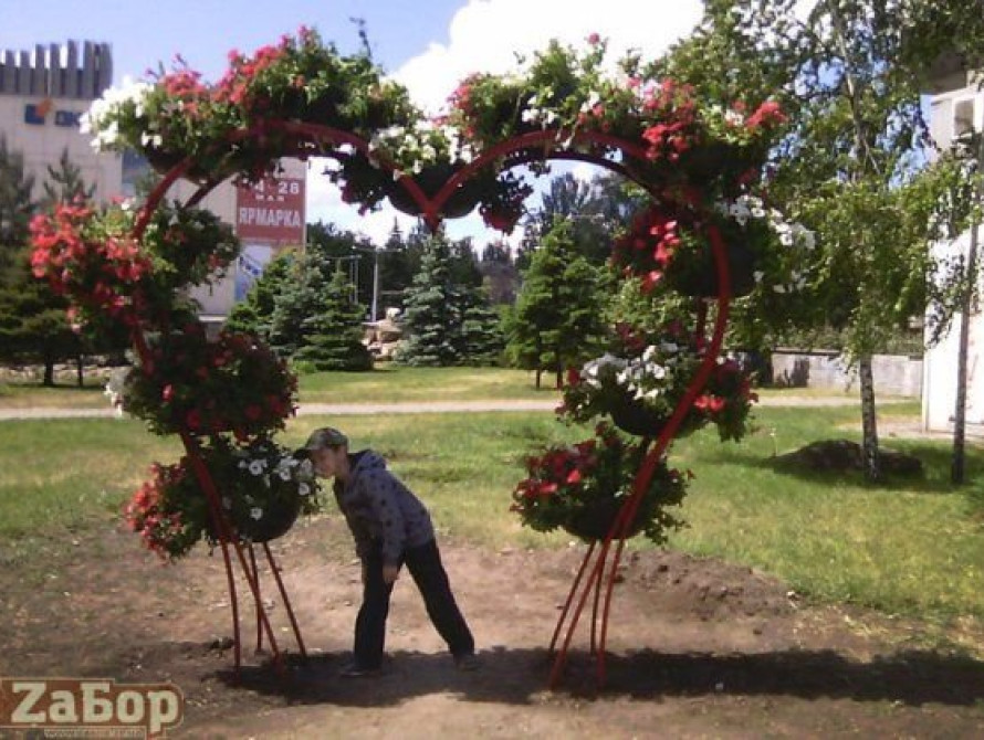 В Запорожье перед мэрией установили цветочные арки (фото)