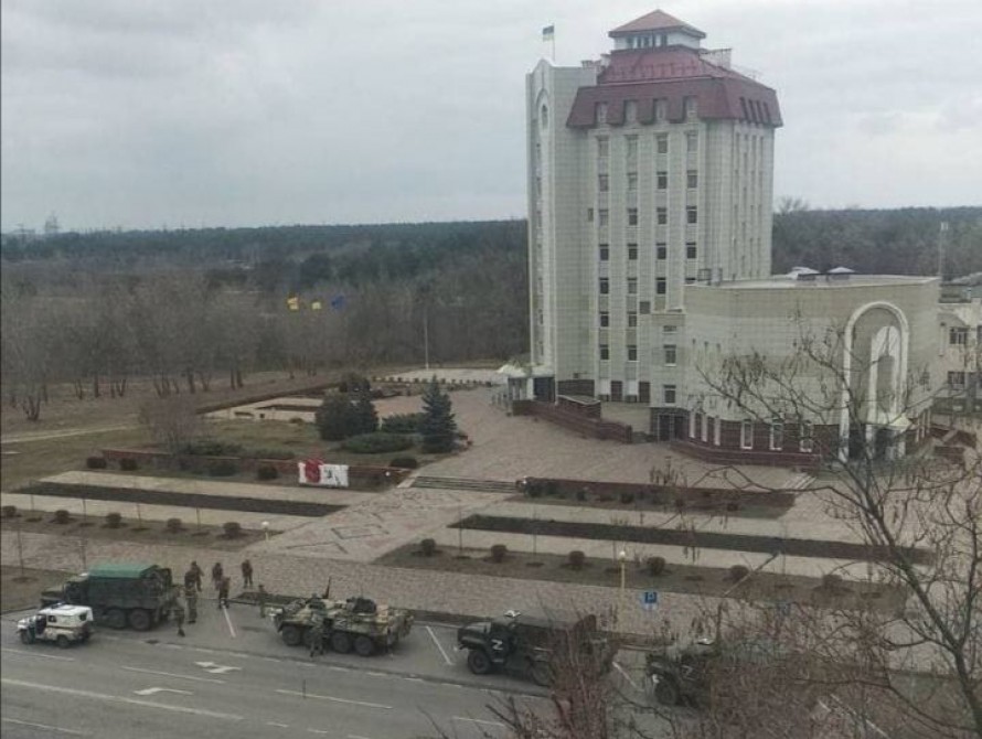 российские военные в центре Энергодара, фото от 4 марта