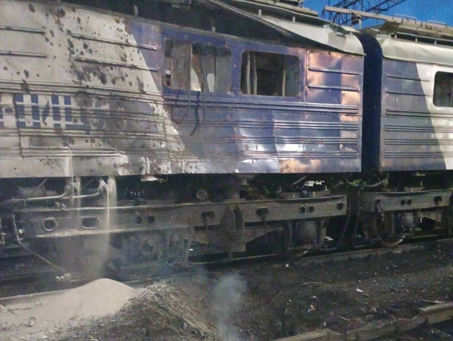 Потяг після удару російського дрону в Запоріжжі
