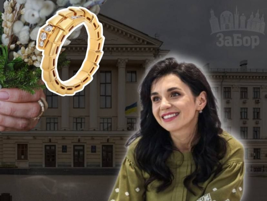 Колаж: Регіна Харченко та каблучка Bulgari