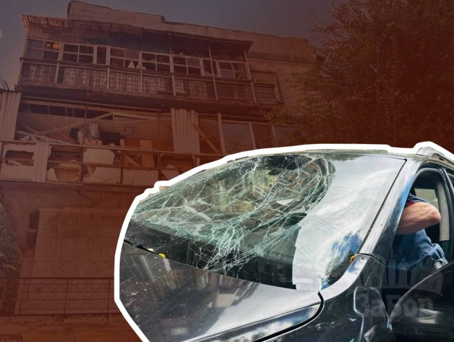 Колаж: будинок та авто у Соцмісті після обстрілу 7 вересня