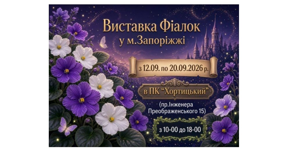 Виставка живих фіалок, що квітнуть