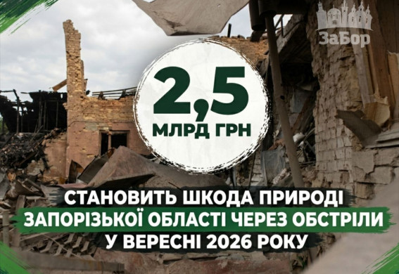 Майже 2,5 млрд грн збитків довкіллю : у Запоріжжі зафіксували найбільшу шкоду за рік через російські удари