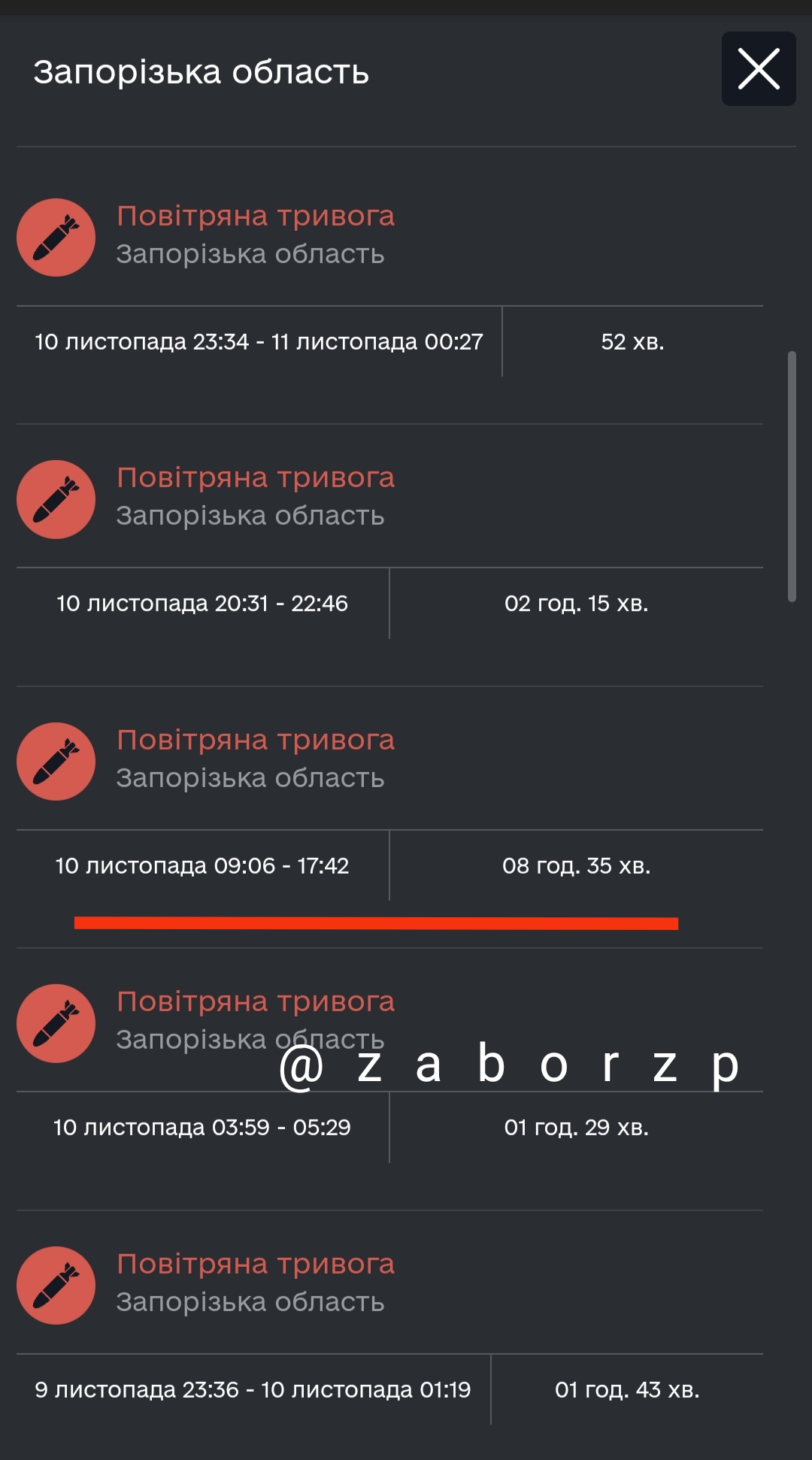 Вчорашня тривога у Запоріжжі стала самою тривалою за 2023 рік