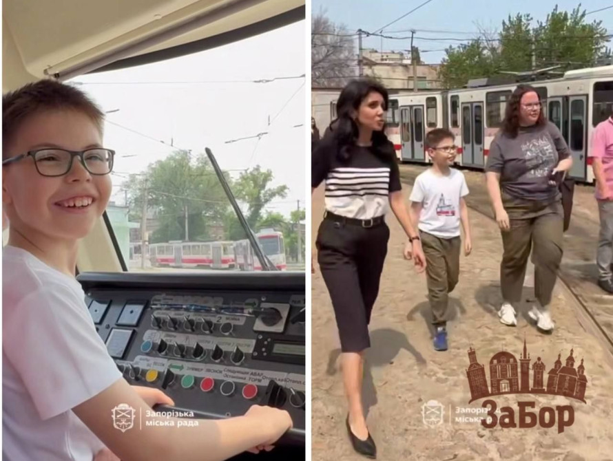 9-ти річний Степан Кусий у депо "Запоріжелектротрансу"