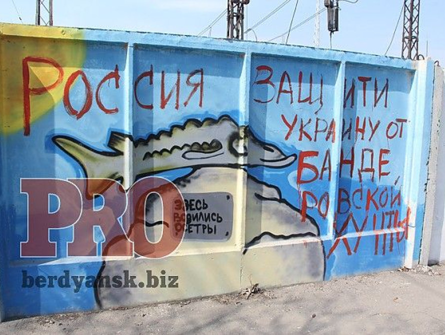 В Бердянске появилось пророссийское граффити