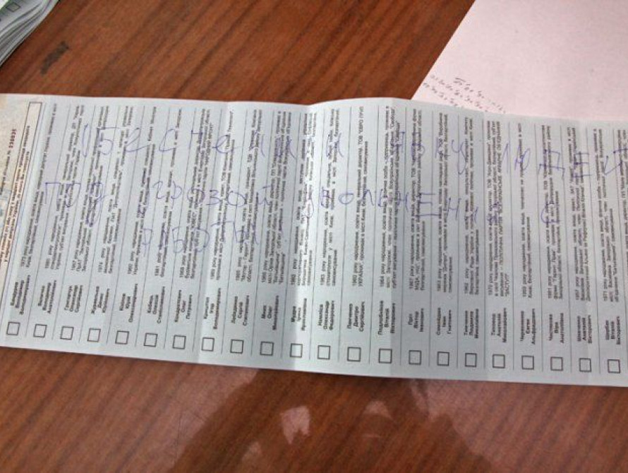В Запорожской области, при пересчете голосов на 79-ом округе, обнаружили скандальный бюллетень