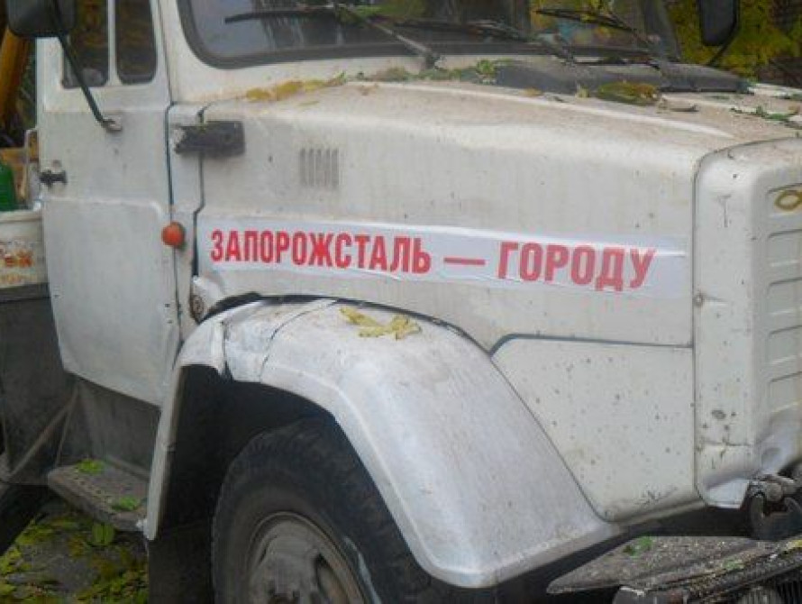 В Запорожье неизвестные на машине "Запорожстали" спиливают деревья